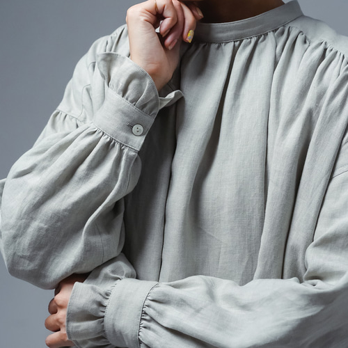 wafu】リネンワンピース 依田ちえの偏愛ヴィンテージ /白緑 a088k-byr1