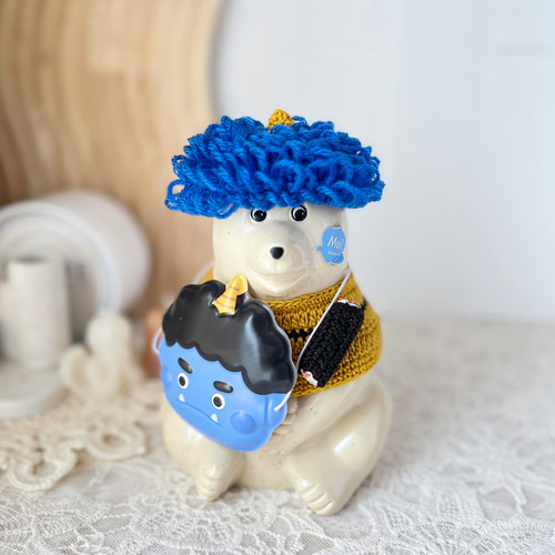 しろくま貯金箱 節分セットお面付き 青 その他人形 andante13 通販