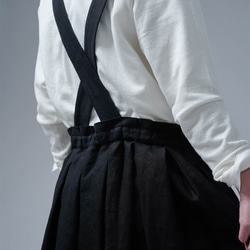 [wafu] 迷人褶邊亞麻套頭裙，分層完整版/黑色 s020d-bck1 第10張的照片
