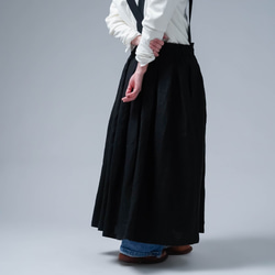 [wafu] 迷人褶邊亞麻套頭裙，分層完整版/黑色 s020d-bck1 第8張的照片