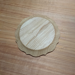 26センチ　花リムプレート　稜花皿　クリ 栗材　木製 5枚目の画像