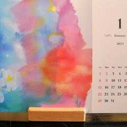 2023 カレンダー　水彩画と1年のめぐり(卓上タイプ木製スタンド付き) 4枚目の画像