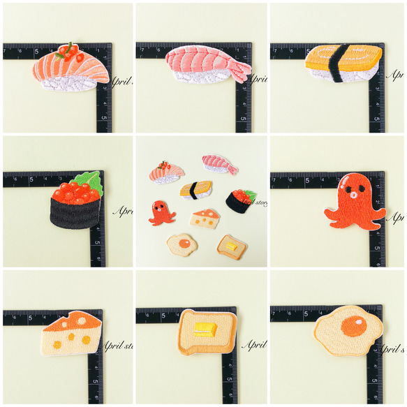 8枚セット/お寿司のワッペン/刺繍ワッペン/アイロン接着 5枚目の画像