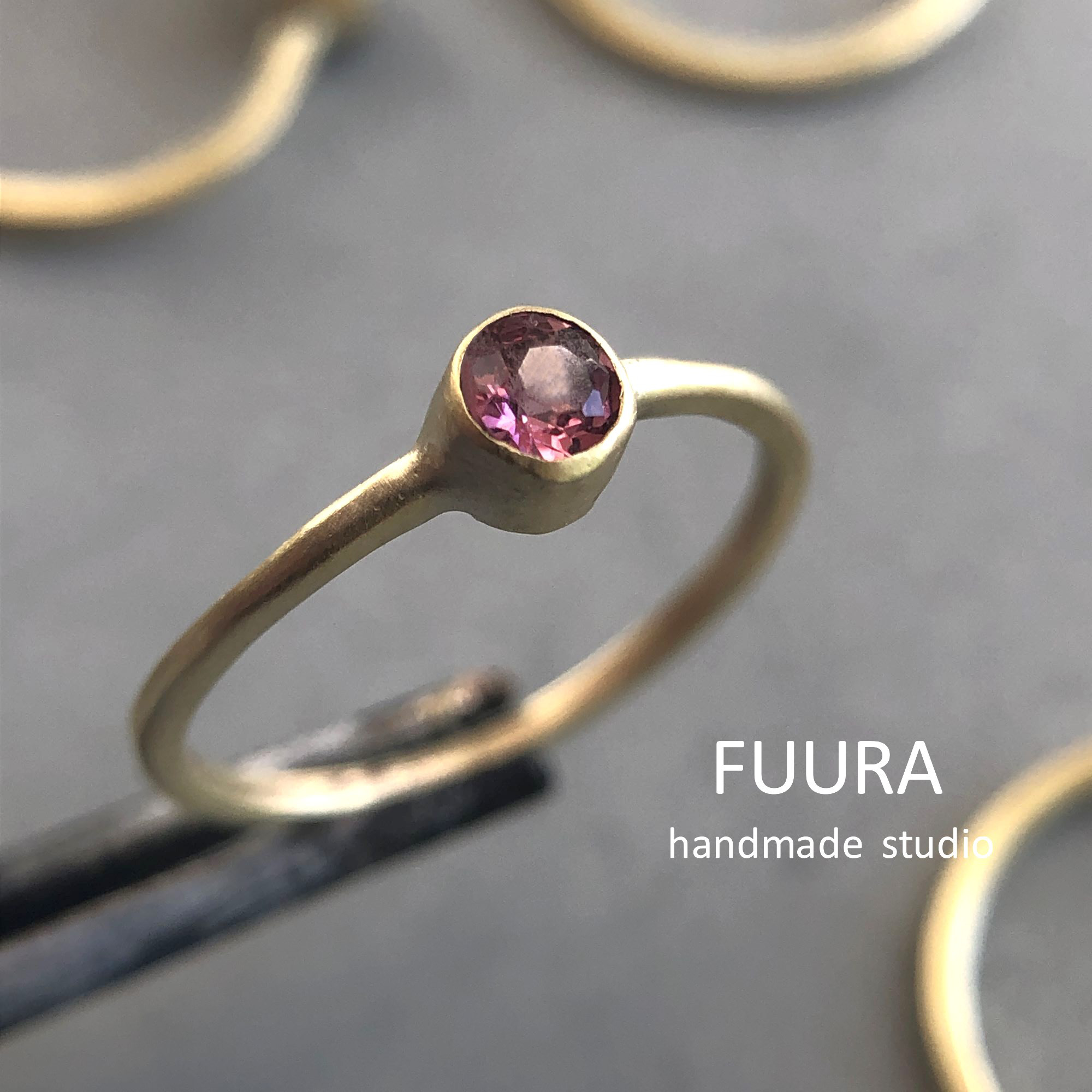 antique style ring brass ピンクトルマリン/アンティーク風/天然石/真鍮/指輪/リング