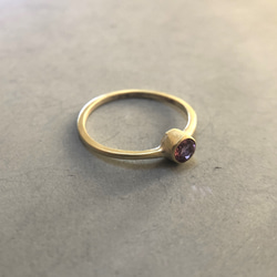 antique style ring brass ピンクトルマリン/アンティーク風/天然石/真鍮/指輪/リング 2枚目の画像