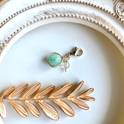 お守りチャーム】エンジェルフェザーフローライト キーホルダー きくた