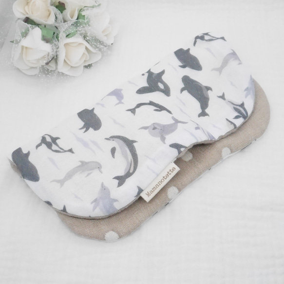 イルカ・シャチ｜8重ガーゼハンカチ｜ふわふわ優しい肌ざわり｜敏感肌・ギフトに｜20×20cm 5枚目の画像