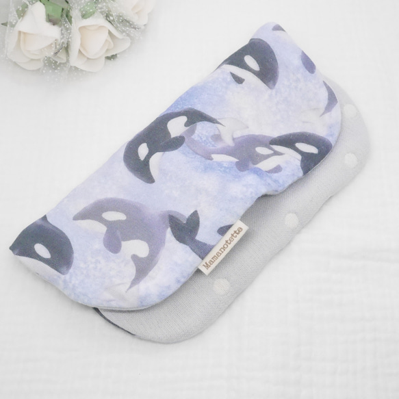 イルカ・シャチ｜8重ガーゼハンカチ｜ふわふわ優しい肌ざわり｜敏感肌・ギフトに｜20×20cm 3枚目の画像