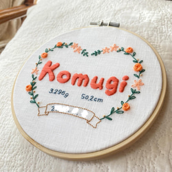 HOOP 手刺繍バースボード「Hawaii」命名書　出産祝いにも　インテリアに 壁掛けファブリックパネル 8枚目の画像