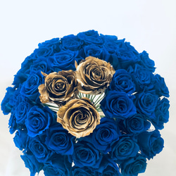 青薔薇とゴールドローズの50輪花束/プリザーブドフラワー奇跡の祝福/花束ラッピング 8枚目の画像