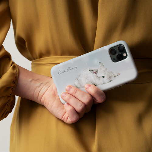iPhone - 雪うさぎ iPhone Android モフモフ雪うさぎの選べるスマホケース 強化