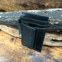 コンパクト財布　小さめ　薄い　革　イタリアンレザー　ブラック　プレゼント　ギフトに 2枚目の画像