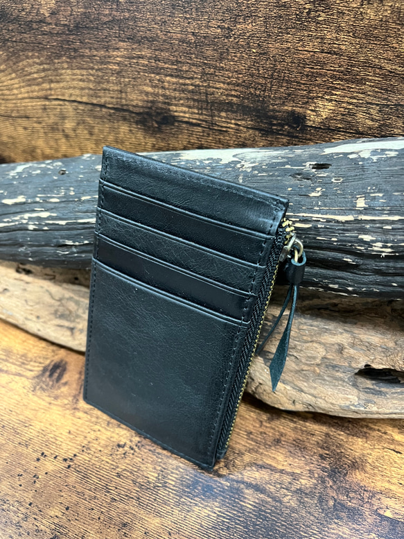 コンパクト財布　小さめ　薄い　革　イタリアンレザー　ブラック　プレゼント　ギフトに 6枚目の画像