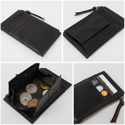 コンパクト財布　小さめ　薄い　革　イタリアンレザー　ブラック　プレゼント　ギフトに 4枚目の画像