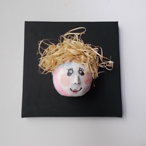 絵画 インテリア 紙粘土オブジェのコラボ画 顔 2 その他人形 susa-art