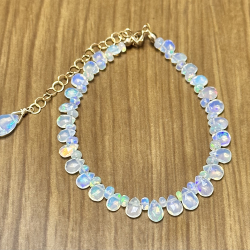 k14gf クリアホワイト系 オパール ブレスレット ペアシェイプ