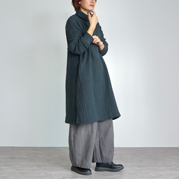 【福袋】高領洋裝6層紗/黑+氣球褲/灰色 第3張的照片