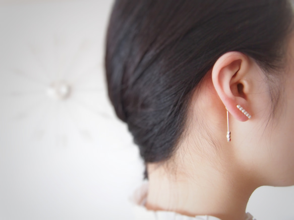 【Creema限定】Ear cuff＊ｍinimal et simple＊ 艶パールのシンプルイヤーカフ　 8枚目の画像