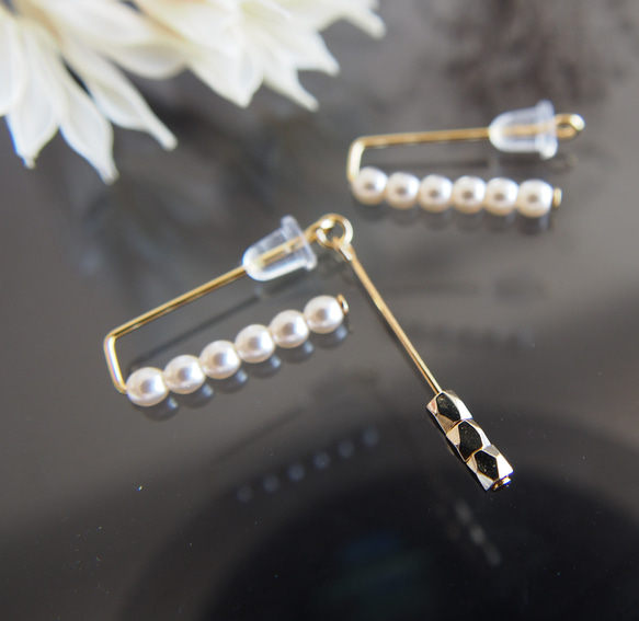 【Creema限定】Ear cuff＊ｍinimal et simple＊ 艶パールのシンプルイヤーカフ　 7枚目の画像