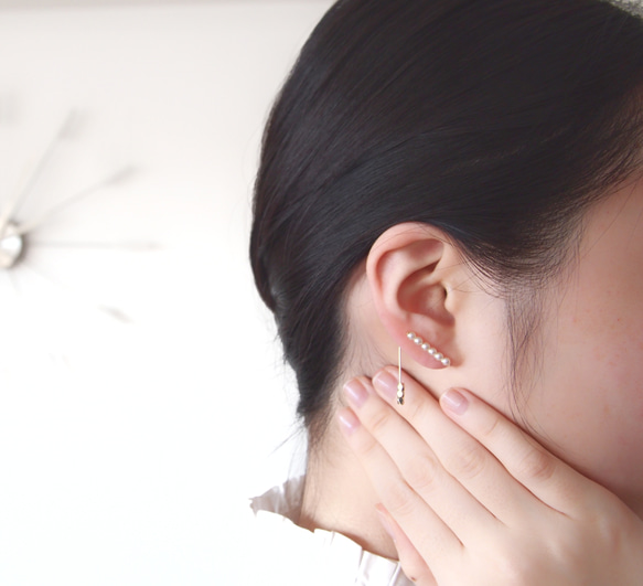 【Creema限定】Ear cuff＊ｍinimal et simple＊ 艶パールのシンプルイヤーカフ　 14枚目の画像