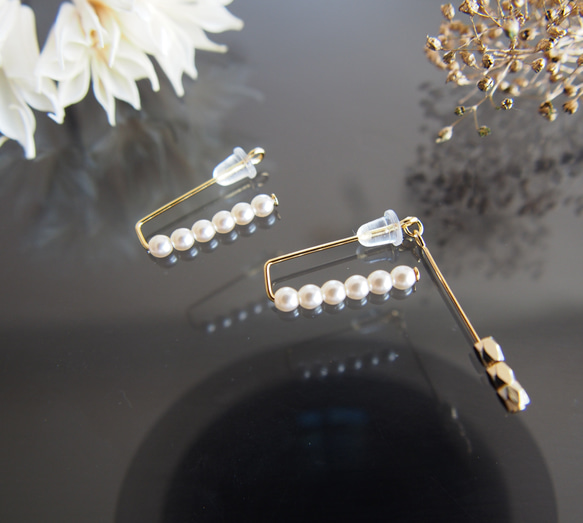 【Creema限定】Ear cuff＊ｍinimal et simple＊ 艶パールのシンプルイヤーカフ　 3枚目の画像