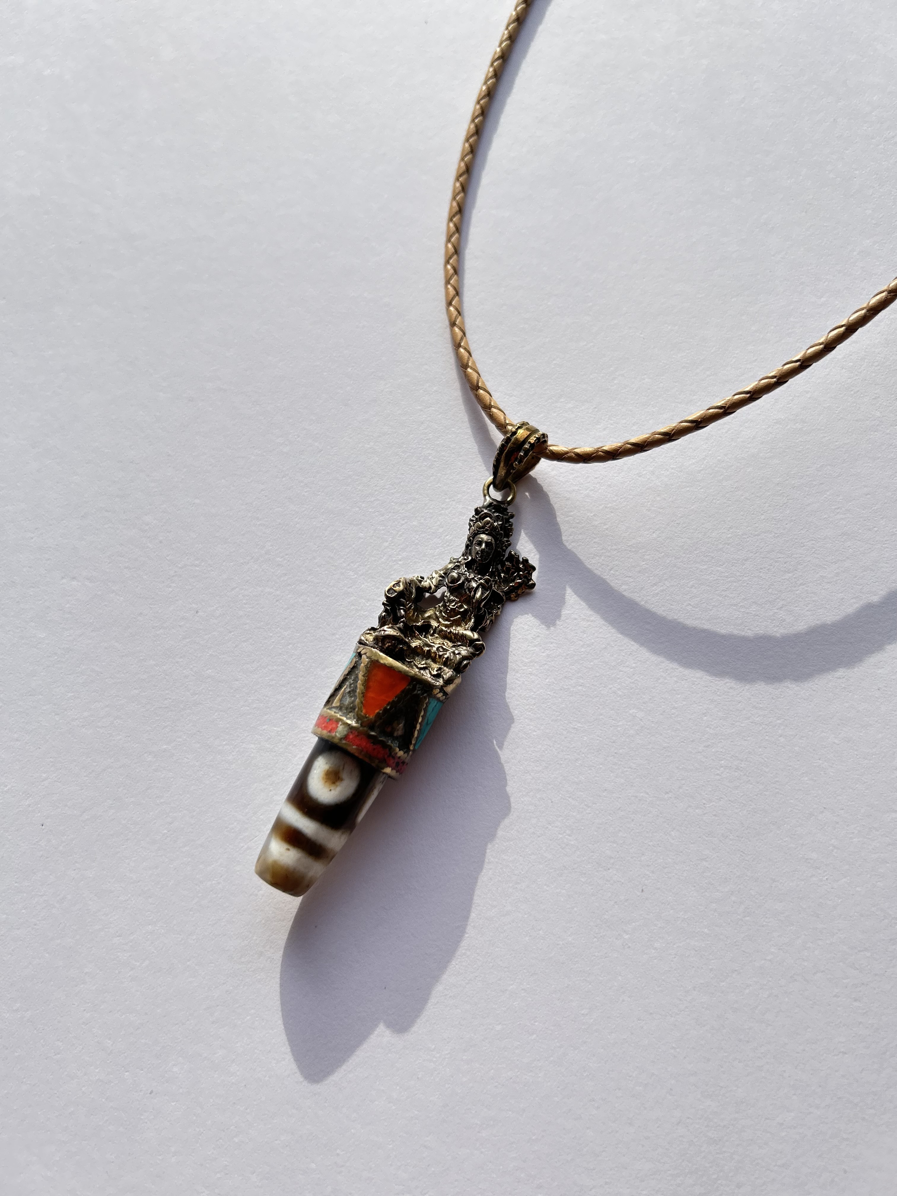 天珠のネックレス☆一眼天珠& 緑多羅菩薩