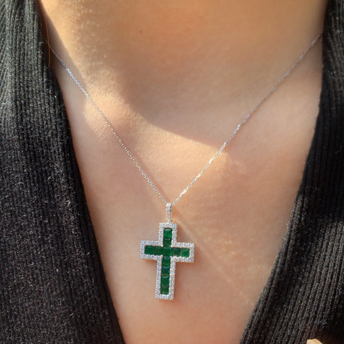 k18 クロス　ネックレス　necklace cross top エメラルド