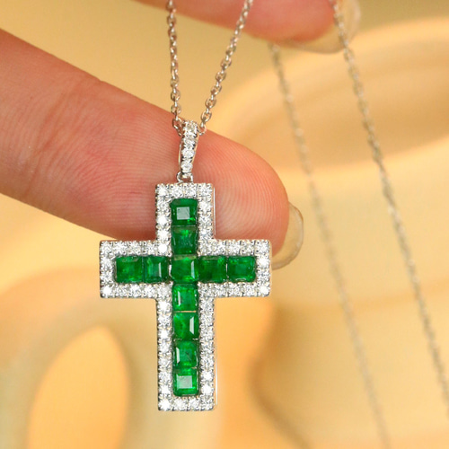 k18 クロス　ネックレス　necklace cross top エメラルド