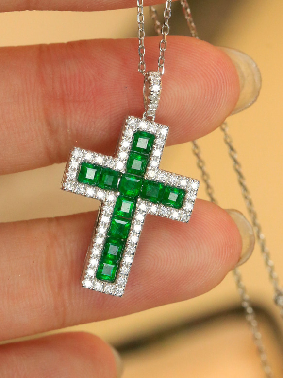 k18 クロス　ネックレス　necklace cross top エメラルド