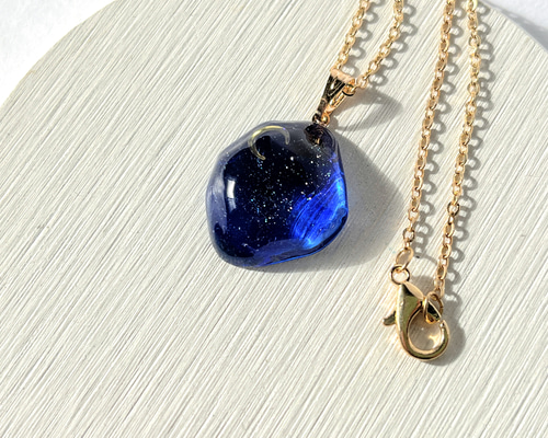 はくとん　　佐竹ガラスの星空ネックレス　レジンネックレス　ハンドメイド N91 佐竹ガラスの球体レジンネックレス レジンハンドメイド