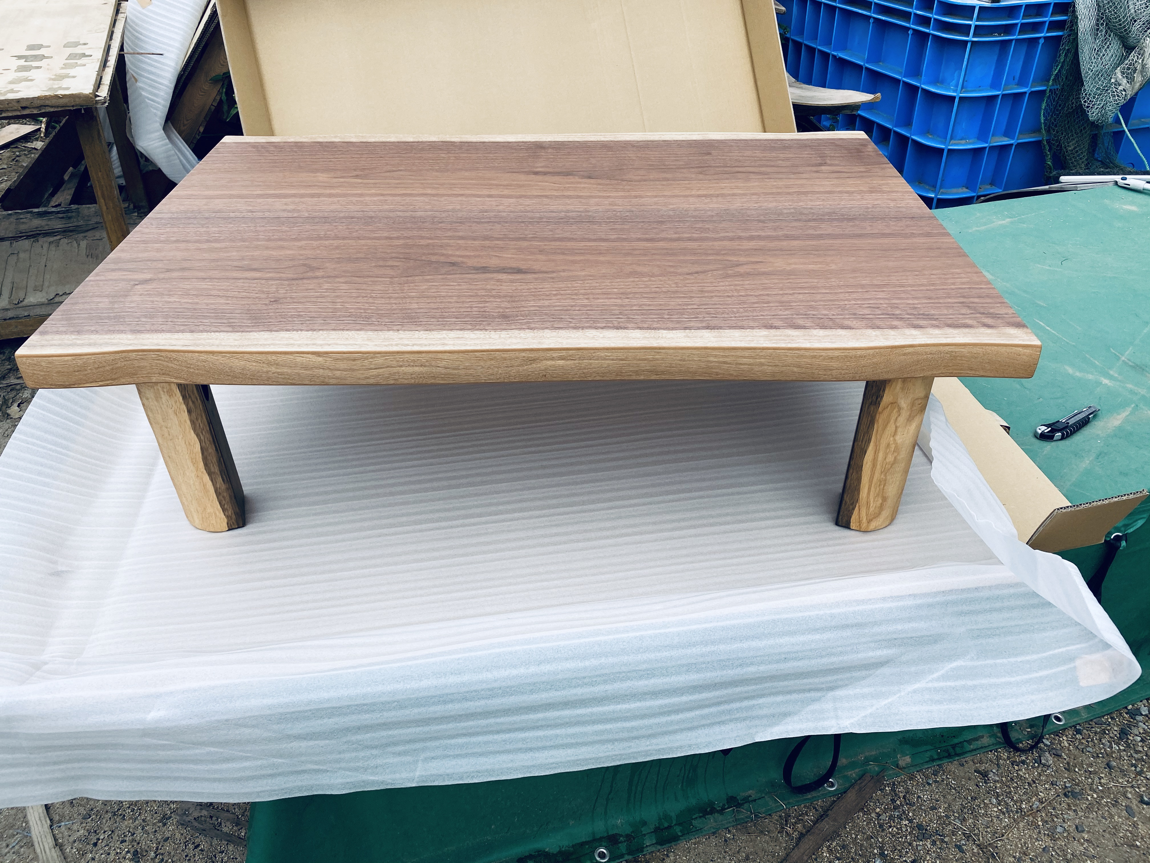 ※   送料無料　135サイズ　サクラ皮付き　国産折脚テーブル　※ 送料無料 135サイズ サクラ皮付き 国産折脚テーブル ※