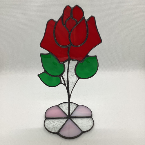 ◆ステンドグラス◆クラッシック薔薇◆ハンドメイド品 ステンドグラス！！バラのオブジェ♪ 立体・オブジェ Atelier