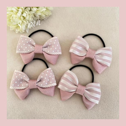 再販］ふんわり かわいい♡ リボン 《ショッキングピンク》 ヘアゴム S