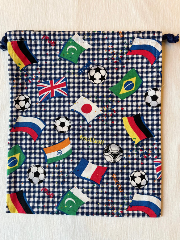 給食袋&ナフキン　給食セット　WORLDサッカー 1枚目の画像