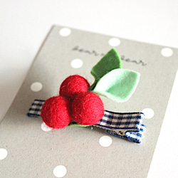 雛菊和莓果髮夾套裝毛氈花雛菊雛菊配件藍莓格紋絲帶 第9張的照片