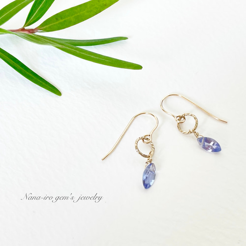 ナナ❤️ 14kgf ピアス 14kgf tanzanite pierce ピアス（フック・チェーン） Nana-iro