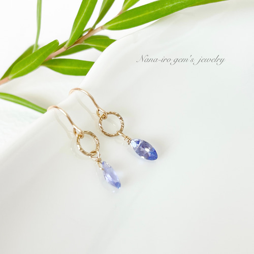 ナナ❤️ 14kgf ピアス 14kgf tanzanite pierce ピアス（フック・チェーン） Nana-iro