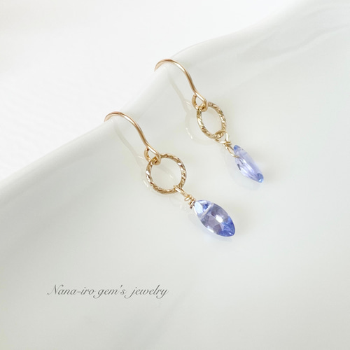 ナナ❤️ 14kgf ピアス 14KGFラピスラズリ☆夜空のかけらのピアス ～Zaira