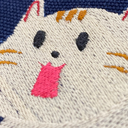 【免運費】驚喜貓咪刺繡厚帆布手提袋帶內袋 第9張的照片