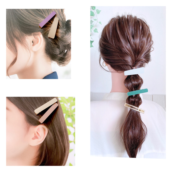 【2点で ￥800 】10点から 選べる ヘアクリップ ②  / レザー ヘアピン 5枚目の画像