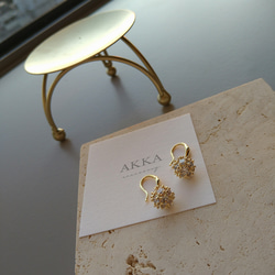 14kgp◆Zirconia fook earrings ジルコニアボールのフック樹脂イヤリングシンプルフープピアス 14枚目の画像