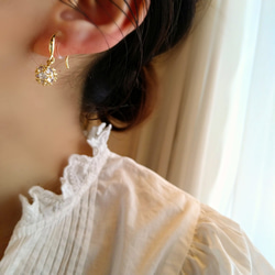 14kgp◆Zirconia fook earrings ジルコニアボールのフック樹脂イヤリングシンプルフープピアス 1枚目の画像