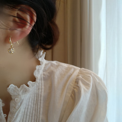 14kgp◆Zirconia fook earrings ジルコニアボールのフック樹脂イヤリングシンプルフープピアス 10枚目の画像