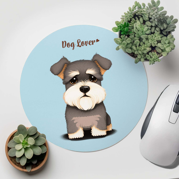 【 シュナウザー  2023新デザイン！】  パステルカラー マウスパッド　犬　うちの子　犬グッズ　プレゼント 3枚目の画像