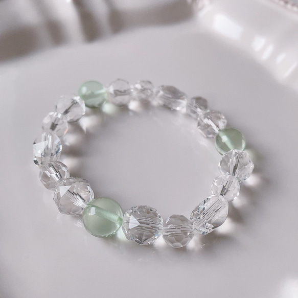 高波動アンダラクリスタルブレスレット♡レムリアンミント