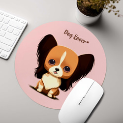【 パピヨン 2023新デザイン！】  パステルカラー マウスパッド　犬　うちの子　犬グッズ　プレゼント 2枚目の画像