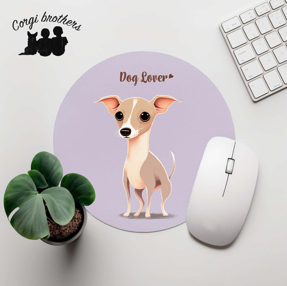 【 イタリアングレーハウンド 2023新デザイン！】  パステルカラー マウスパッド　犬　うちの子　犬グッズ　プレゼント 1枚目の画像
