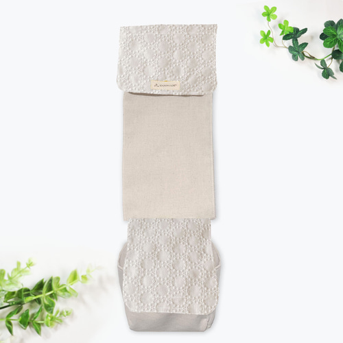 ホワイトサークルレース リネンMIX トイレットペーパーホルダーカバー