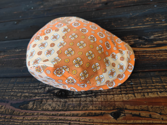 小花柄(オレンジ)ハンチング(small flower pattern(orange) hunting cap) 2枚目の画像