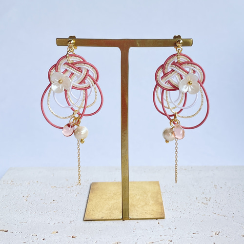 蝶】水引のピアス／イヤリング ピアス（フック・チェーン